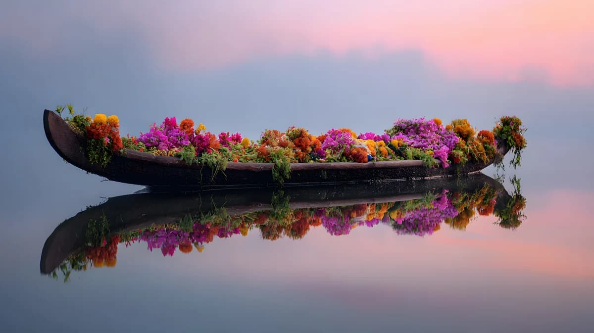 A Kerala vallam kali boat adorned with flowers — OCI employment and government jobs under section 7B